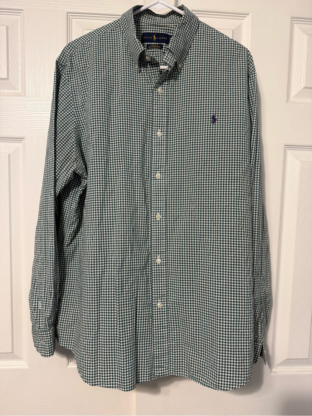Ralph Lauren Green Gingham Long-Sleeve Button-Down Shirt